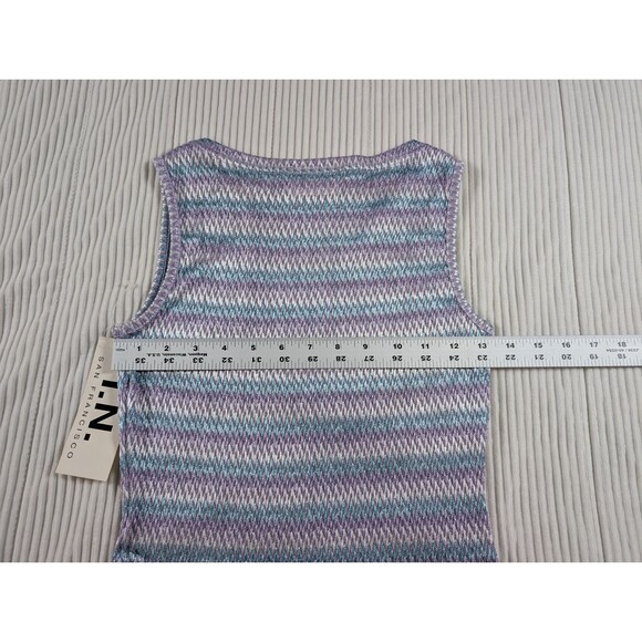 I.N. San Francisco Tank Top Womens L Purple Zig Zag Stripe Y2K Retro - Picture 7 of 8